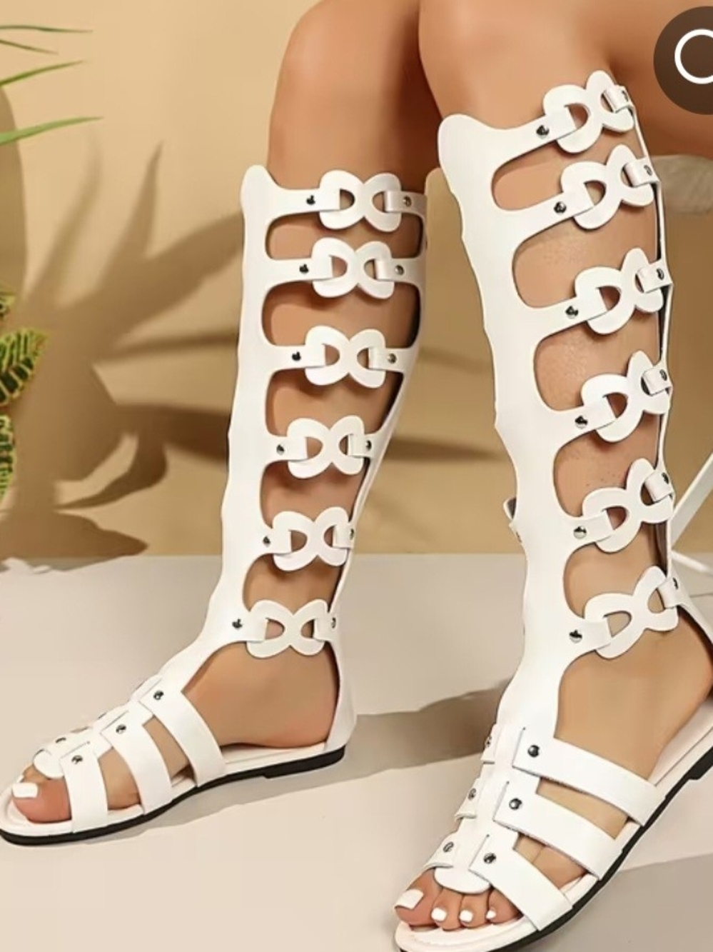 White Gladiator Knee-High Sandals - Stylish Women’s Summer Shoes
